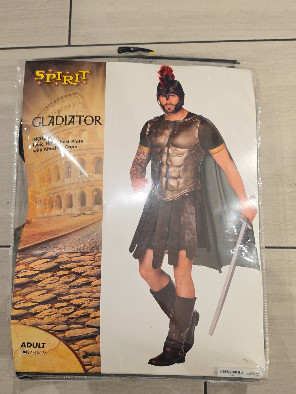 Spirit Adult Gladiator Costume - Black and Gold Accents